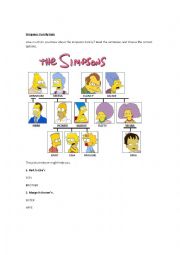 English Worksheet: simpsons family quiz