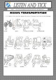 English Worksheet: Listening Transports with keys