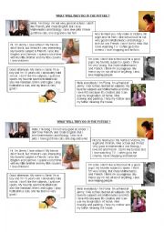 English Worksheet: WHAT WILL THEY DO IN THE FUTURE? 1/2