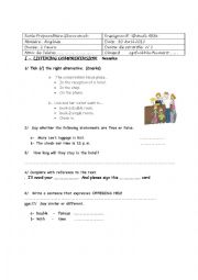 English Worksheet: mid term test3 8th form