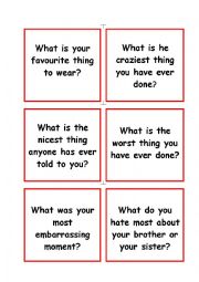 English Worksheet: Conversation game