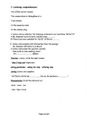 English Worksheet: hotel reservation