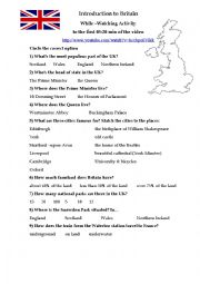 English Worksheet: Introduction to Britain While-Watching Activity