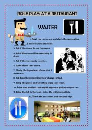 English Worksheet: RESTAURANT: ROLE-PLAY