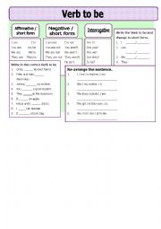 English Worksheet: TO BE