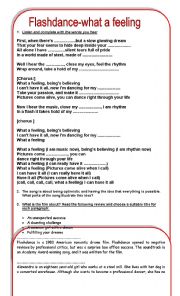 English Worksheet: Flashdance- What a feeling