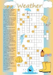 English Worksheet: Crossword: Weather