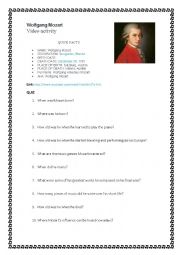 English Worksheet: Mozart - Video activity