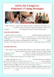English Worksheet: Advice for Caregivers:  Alzheimers Coping Strategies