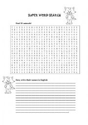 English Worksheet: Super word search