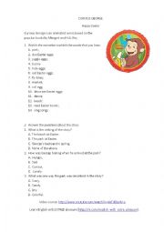 Happy Easter from Curious George. Video Worksheet.