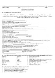 English Worksheet: romeo and juliet