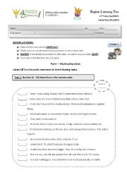 English Worksheet: Listening Test about multiculturalism