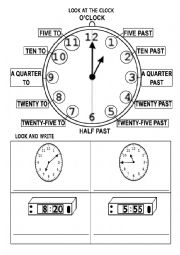 English Worksheet: clock