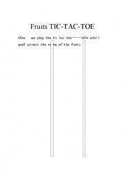 English Worksheet: fruits tic tac toe