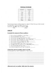 Object personal pronouns