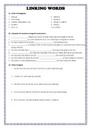 English Worksheet: Linking Words