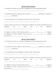 English Worksheet: multiple intelligences