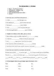 English Worksheet: Pre-Intermediate Revision Sheet