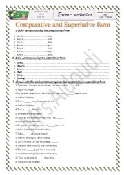 English Worksheet: comparative and superlative form