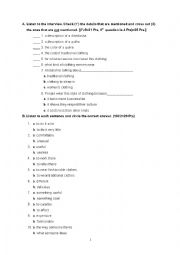 English Worksheet: pre-intermediate-intermediate listening test