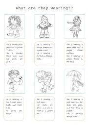 English Worksheet: What are they wearing?