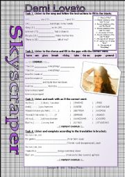 English Worksheet: ....:::: SONG WORKSHEET ::::.... - SKYSCRAPER - DEMI LOVATO