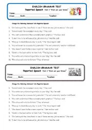 English Worksheet: Reported statements mini test - Work out your future