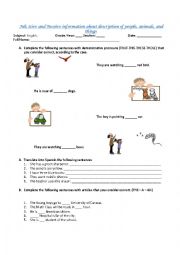 English Worksheet: Describing people, animals and thigs