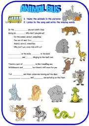 English Worksheet: Animal Bus Song