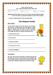 English Worksheet: Possessive information 