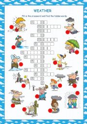 English Worksheet: Weather Crossword Puzzle