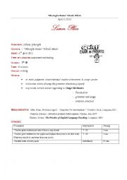 English Worksheet: Lesson Plan