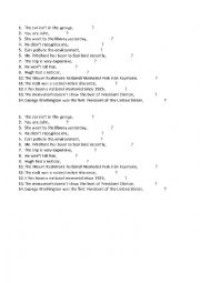 English Worksheet: question tag