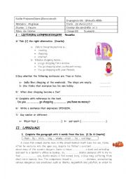 English Worksheet: mid term test 3 9th form