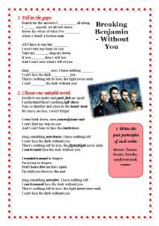 English Worksheet: Breaking   Benjamin   - Without   You (song worksheet)