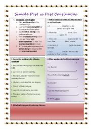 English Worksheet: Past Simple vs Past Progressive