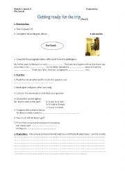 English Worksheet: getting reay for the trip