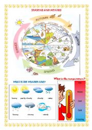 English Worksheet: seasons and weather pictionary