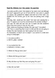 English Worksheet: Reading comprehension