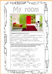 English Worksheet: my room