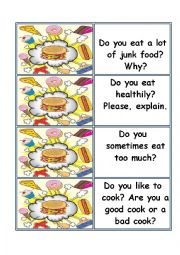 English Worksheet: Conversation cards about food