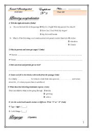 English Worksheet: 1year mid term test 3