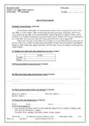 English Worksheet: end of term test 38th graders