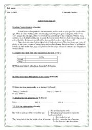 English Worksheet: end of term test 2 8th gradres