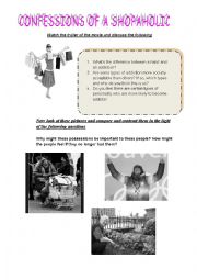 English Worksheet: CAE speaking task- confessions of a shopaholic