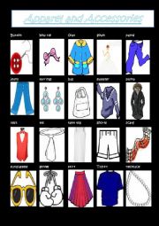 English Worksheet: apparel and accessories