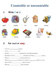 English Worksheet: Countable/Uncountable