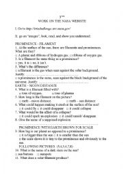 WORKSHEET NASA WEBSITE