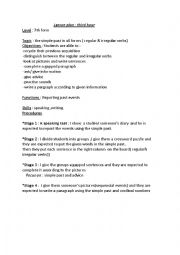 English Worksheet: third hour lesson plan